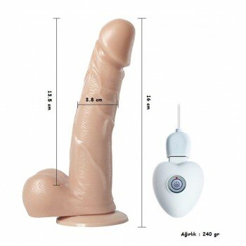 Oynar Başlı Titreşimli USB Şarjlı 18cm Realistik Vibratör Penis