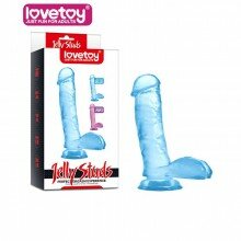 Hatay LOVETOY Mavi Renkli Vantuzlu Testisli Jel Dildo Penis 17.5 Cm.