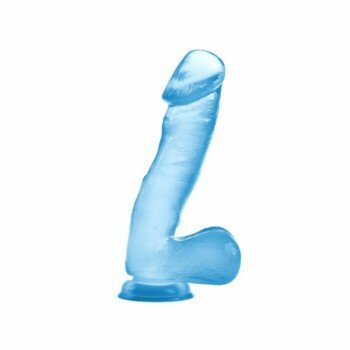 LOVETOY Jel Dokulu Testisli Vantuzlu Soft Dildo Penis 18 cm Mavi