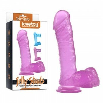 LOVETOY Jel Dokulu Testisli Vantuzlu Soft Dildo Penis Mor 20.5cm