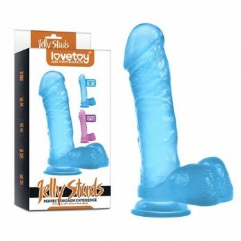 LOVETOY Jel Dokulu Testisli Vantuzlu Soft Dildo Penis Mavi 20.5cm