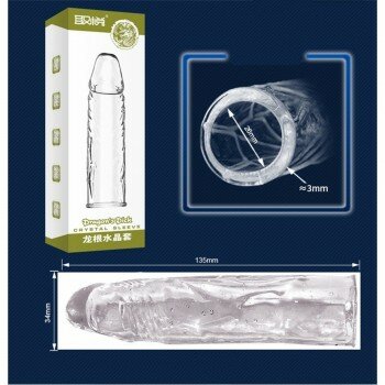 Sleeve Damarlı Uzatmalı Silikon Penis Kılıfı Şeffaf Dildo