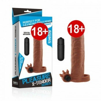 X-TENDER Realistik Titreşimli Uzatmalı melez Penis Kılıfı