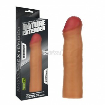 LOVETOY NATURE 5 cm Dolgulu Penis Kılıfı Uzatmalı Silikon Kılıf